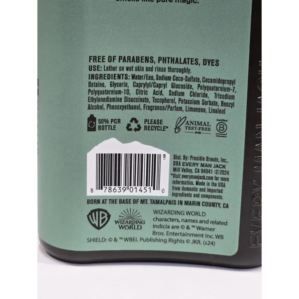 Every Man Jack Harry Potter Herbology Mandrake Body Wash 13.5oz Limited Edition
